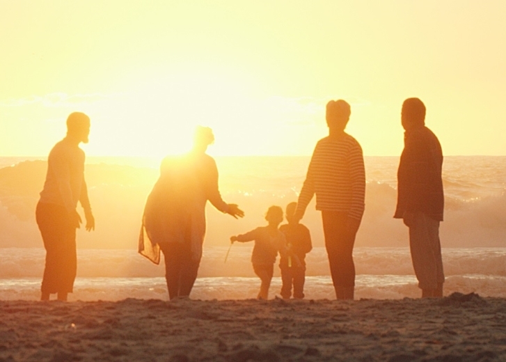 Family on beach