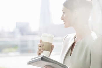 Woman with coffee cup